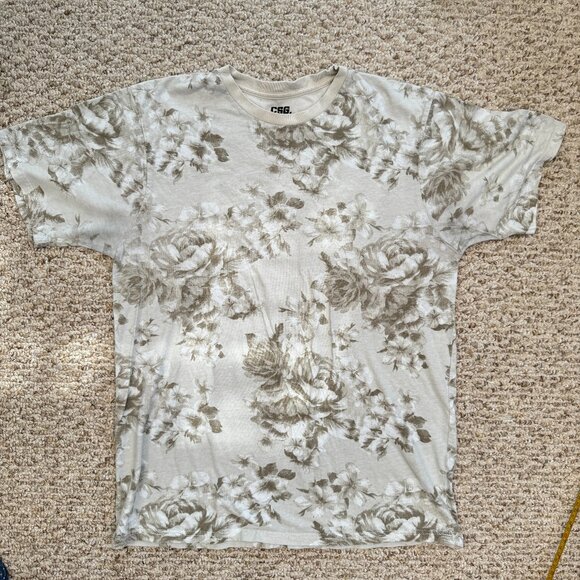 CSG Men's floral t shirt Tan L‎ - Picture 1 of 6